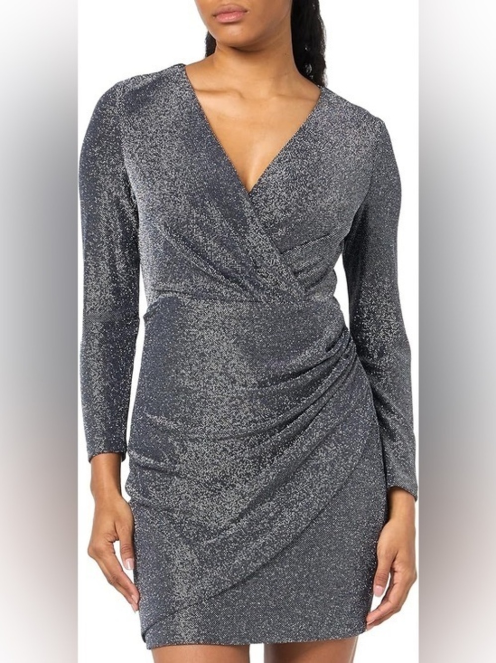 DKNY Shimmering Charcoal Long Sleeve Dress